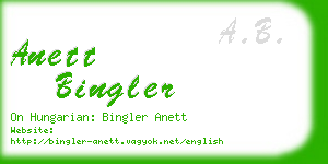 anett bingler business card